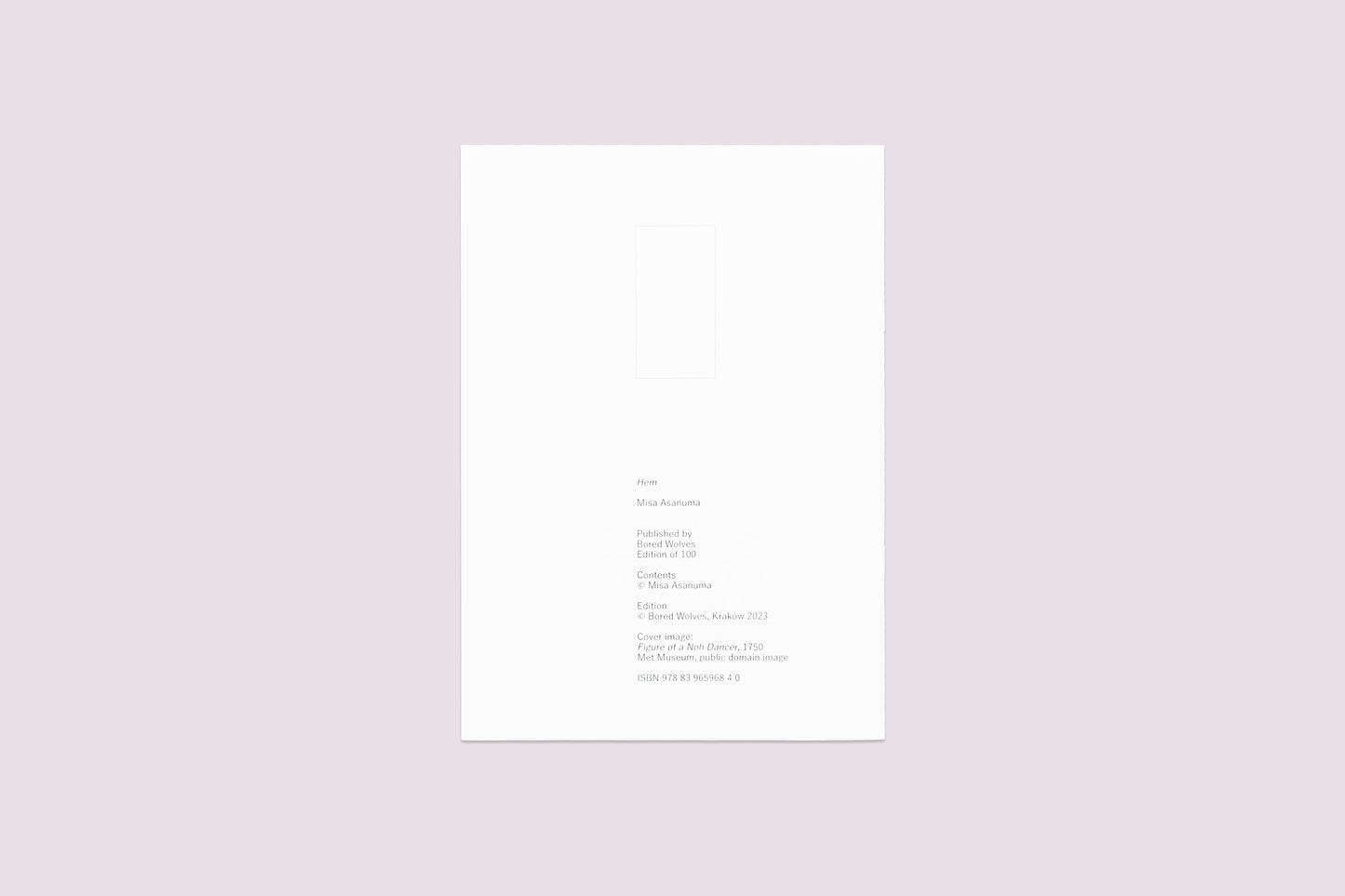 Hem/Misa Asanuma published by Bored Wolves