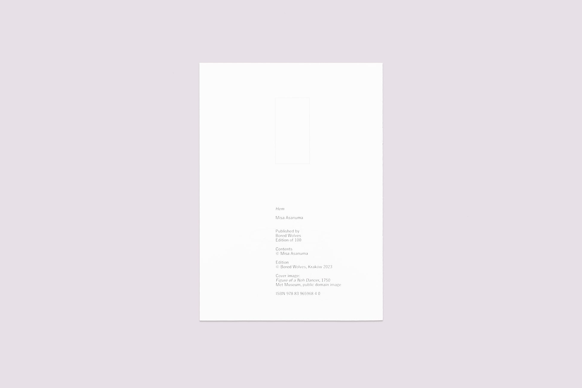 Hem/Misa Asanuma published by Bored Wolves